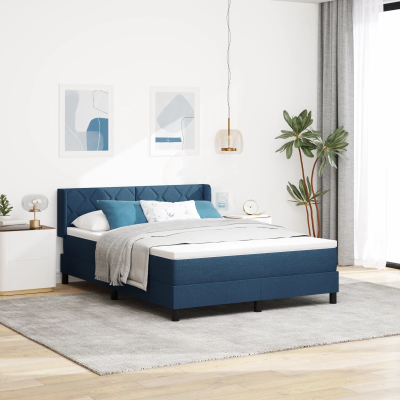vidaXL κρεβάτι Box Spring με στρώμα σε μπλε χρώμα, 160 x 200 εκ., ύφασμα.