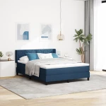 vidaXL κρεβάτι Box Spring με στρώμα σε μπλε χρώμα, 160 x 200 εκ., ύφασμα.