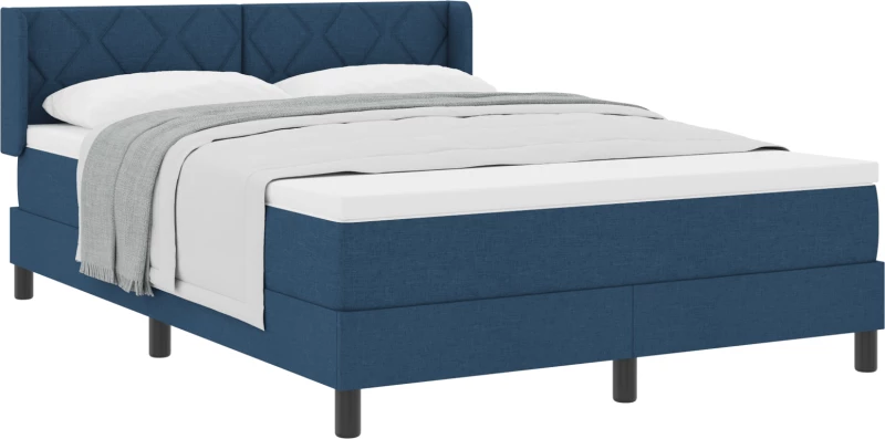 vidaXL κρεβάτι Box Spring με στρώμα σε μπλε χρώμα, 160 x 200 εκ., ύφασμα.