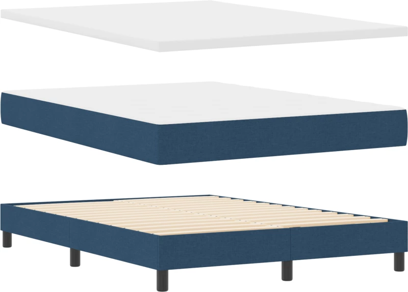 vidaXL κρεβάτι Box Spring με στρώμα σε μπλε χρώμα, 160 x 200 εκ., ύφασμα.