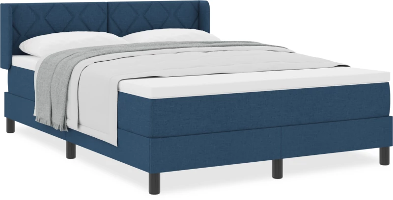 vidaXL κρεβάτι Box Spring με στρώμα σε μπλε χρώμα, 160 x 200 εκ., ύφασμα.