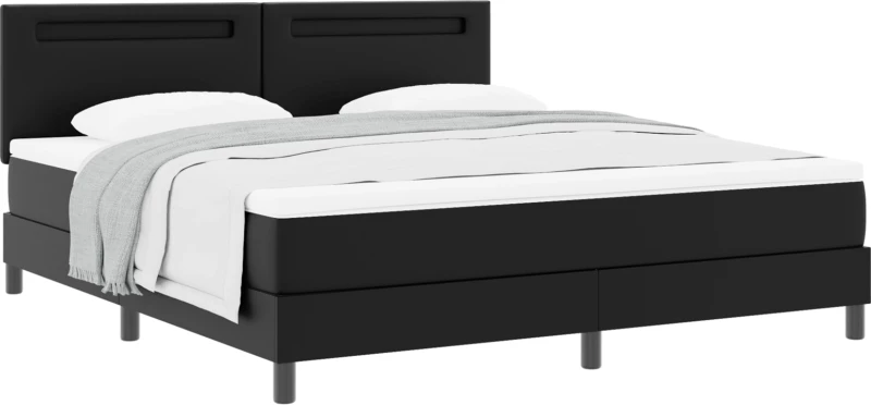 vidaXL Κρεβάτι Box Spring με Στρώμα σε Μαύρο, Σούπερ Κινγκ Μέγεθος, Τεχνητό Δέρμα