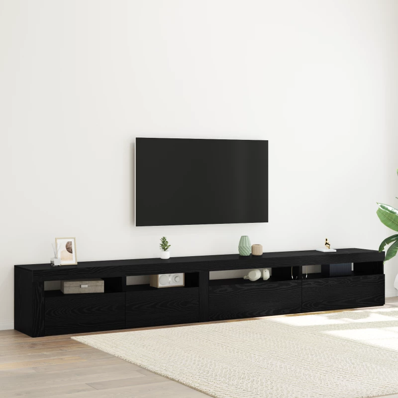 Σετ 3 Κιβωτίων Τηλεόρασης vidaXL με LED Φώτα Μαύρη Δρυός Επεξεργασμένο Ξύλο