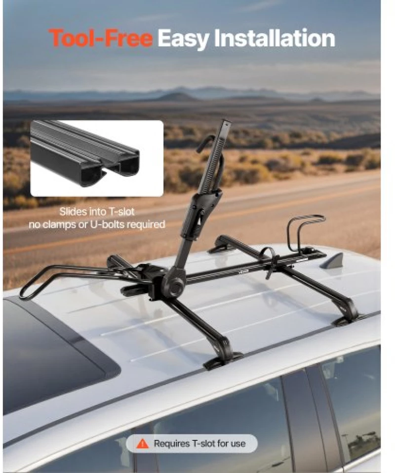 VEVOR Folding Roof Top Bike Rack Heavy Duty Car Bicycle Upright Mount Rack Lock