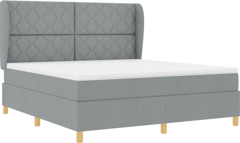 vidaXL Κρεβάτι Box Spring με Στρώμα Ανοιχτό Γκρι 180x200 εκ. Υφάσματος