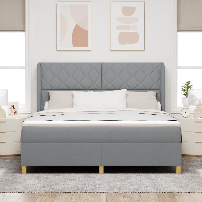 vidaXL Κρεβάτι Box Spring με Στρώμα Ανοιχτό Γκρι 180x200 εκ. Υφάσματος