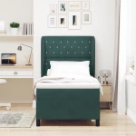 vidaXL Κρεβάτι Box Spring με Στρώμα Σκούρο Πράσινο 90x190 εκ. Βελούδο