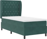 vidaXL Κρεβάτι Box Spring με Στρώμα Σκούρο Πράσινο 90x190 εκ. Βελούδο