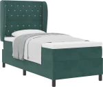 vidaXL Κρεβάτι Box Spring με Στρώμα Σκούρο Πράσινο 90x190 εκ. Βελούδο
