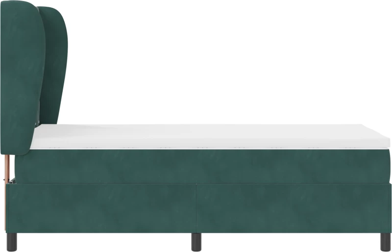vidaXL Κρεβάτι Box Spring με Στρώμα Σκούρο Πράσινο 90x190 εκ. Βελούδο