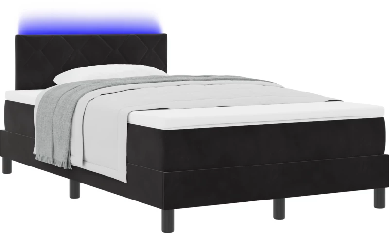 vidaXL Κρεβάτι με Στρώμα & LED Μαύρο 120x200 εκ Βελούδινο