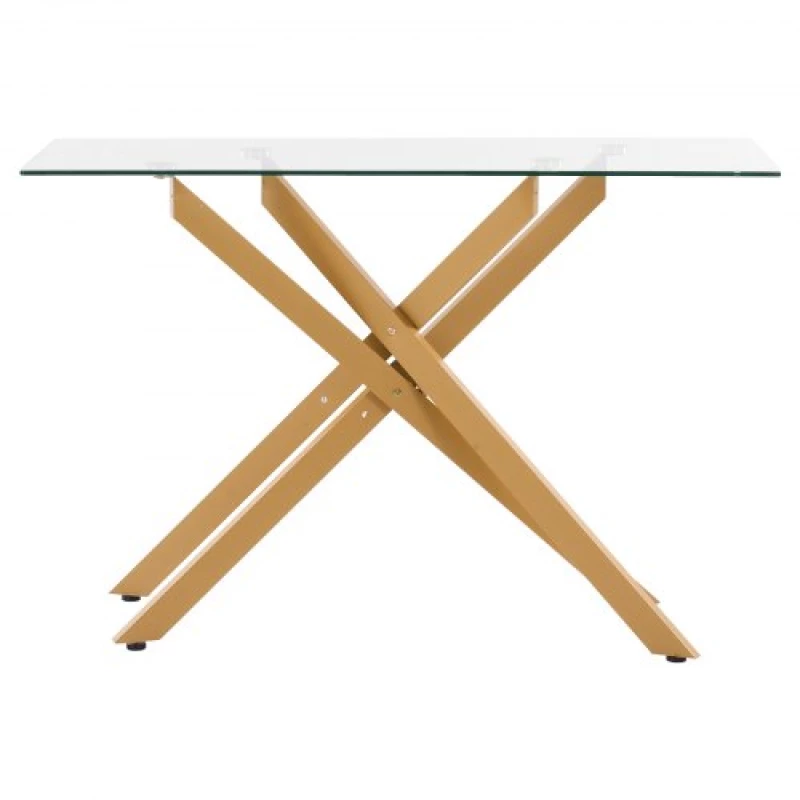 VEVOR Glass Coffee Table Rectangle Sofa Side Table with Glass Top & Cross-Legs