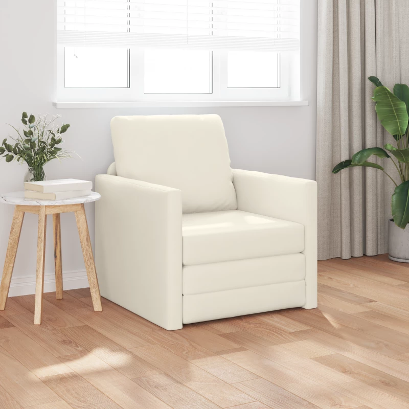 vidaXL Καναπές Κρεβάτι 2 σε 1 Κρεμ 74x77x81 cm Βελούδο