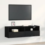 vidaXL Γκρι τηλεόραση Τοίχου Μαύρο Δρυς 100x30x30 εκ Επεξεργασμένο Ξύλο