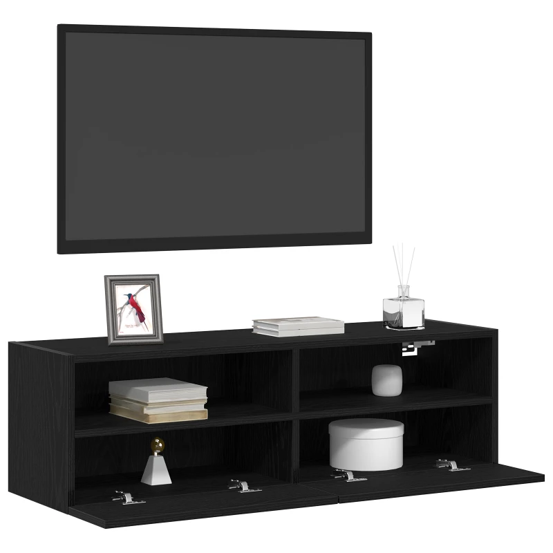 vidaXL Γκρι τηλεόραση Τοίχου Μαύρο Δρυς 100x30x30 εκ Επεξεργασμένο Ξύλο