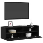 vidaXL Γκρι τηλεόραση Τοίχου Μαύρο Δρυς 100x30x30 εκ Επεξεργασμένο Ξύλο
