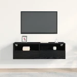 vidaXL Γκρι τηλεόραση Τοίχου Μαύρο Δρυς 100x30x30 εκ Επεξεργασμένο Ξύλο