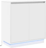 vidaXL LED Κομοδίνο Λευκό - 71x34,5x75 εκ., Φτιαγμένο από Επεξεργασμένο Ξύλο