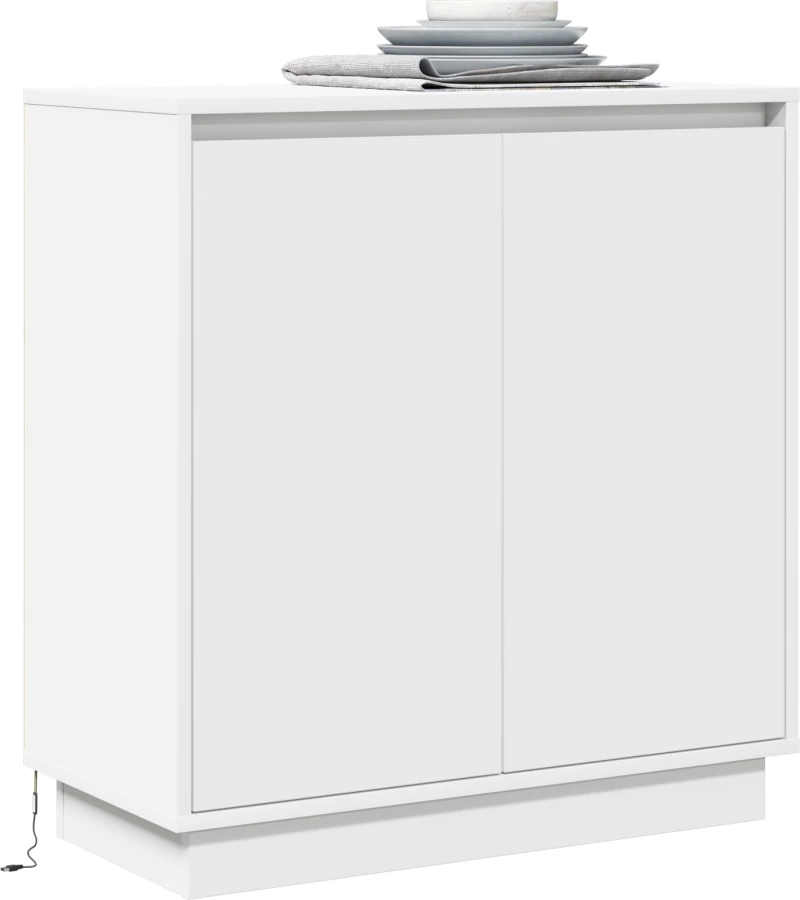vidaXL LED Κομοδίνο Λευκό - 71x34,5x75 εκ., Φτιαγμένο από Επεξεργασμένο Ξύλο
