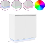 vidaXL LED Κομοδίνο Λευκό - 71x34,5x75 εκ., Φτιαγμένο από Επεξεργασμένο Ξύλο