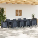 vidaXL Τραπέζι Κήπου Ανθρακί 350x100x73 εκ. Πολυ Ράτταν