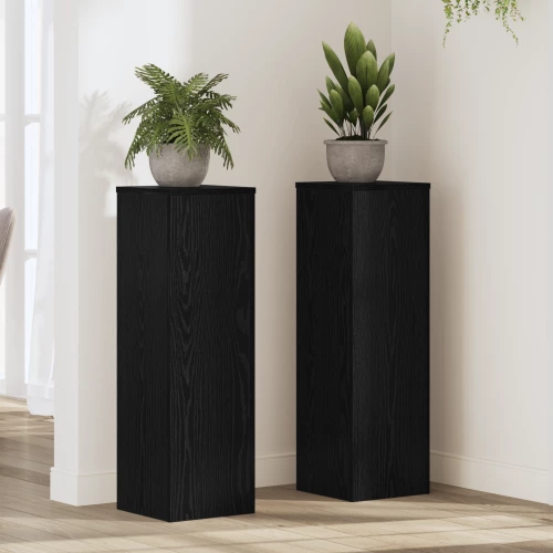 vidaXL Βάσεις Φυτών 2 τμχ Μαύρη Δρυός 25x25x80 cm Σχεδιασμένο Ξύλο