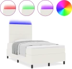 vidaXL Κρεβάτι Box Spring με Στρώμα & LED Κρεμ 120x200 εκ Βελούδινο Ύφασμα