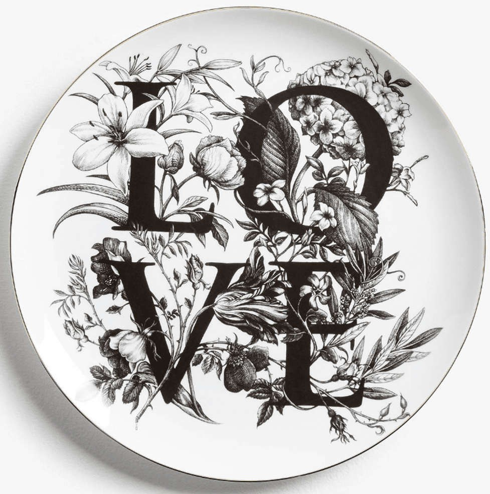 Πιάτο Love 13002-LOVE Φ21cm Bone White-Black Rory Dobner Bone China