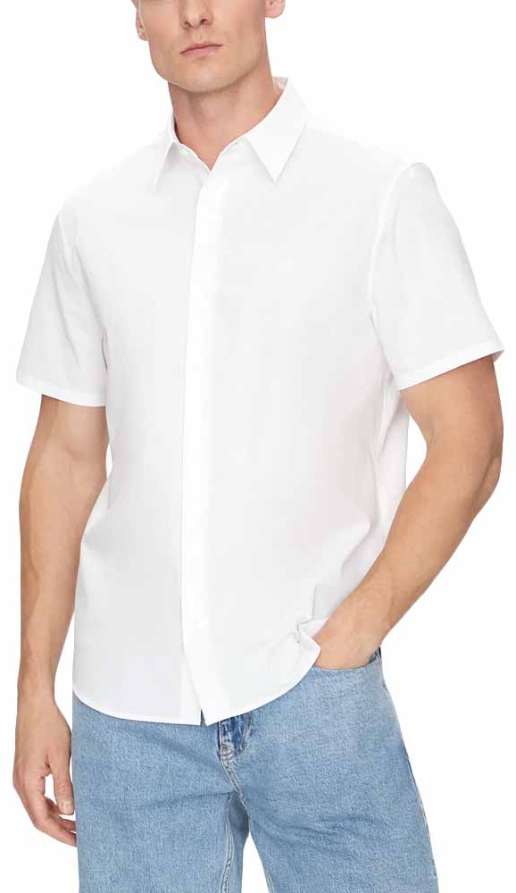 CALVIN KLEIN SOLID STRETCH SHORTSLEEVE CLASSIC FIT SHIRT MEN CALVIN KLEIN ΛΕΥΚΟ (LV04LB125G-YAA)