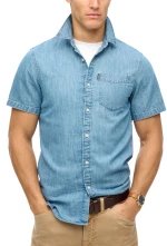 SUPERDRY D1 STUD ESSENTIAL DENIM SHORTSLEEVE SHIRT MEN SUPERDRY ΜΠΛΕ (M4010998A-LX1)