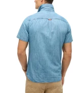 SUPERDRY D1 STUD ESSENTIAL DENIM SHORTSLEEVE SHIRT MEN SUPERDRY ΜΠΛΕ (M4010998A-LX1)