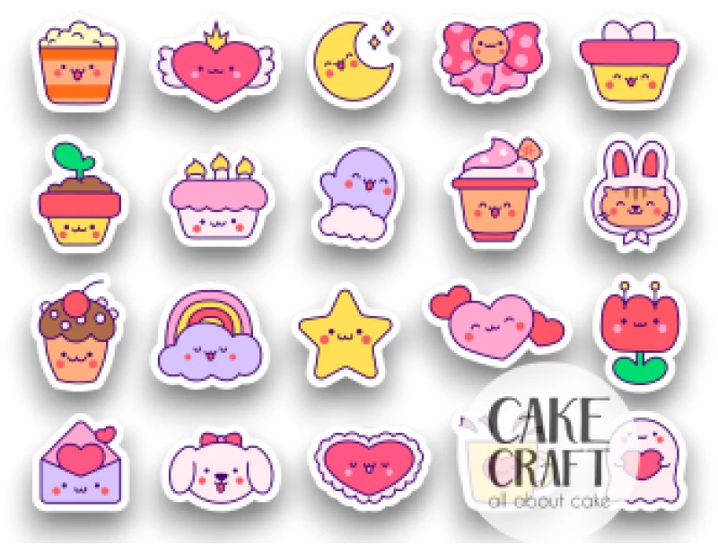 Βρώσιμα σχέδια Happy Kawaii - 15τμχ