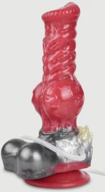 Dildo Σκύλου Σιλικόνης Με Ραβδώσεις & Εκσπερμάτιση The Furry Silicone Dildo With Ejaculation & Suction Cup 21 x 7,5 cm - Κόκκινο