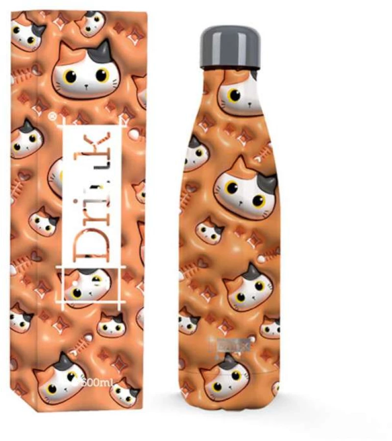 Παγούρι Ισοθερμικό I Drink ID0452 Therm Bottle 500ml 3D Orange Cat