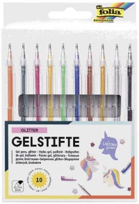 Folia Σετ  Στυλό  Gel Glitter Medium 0.8 mm 10τεμ