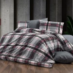 Παπλωματοθήκη Μονή 160x240 Εκάβη 424 Grey-Bordeuax Dimcol