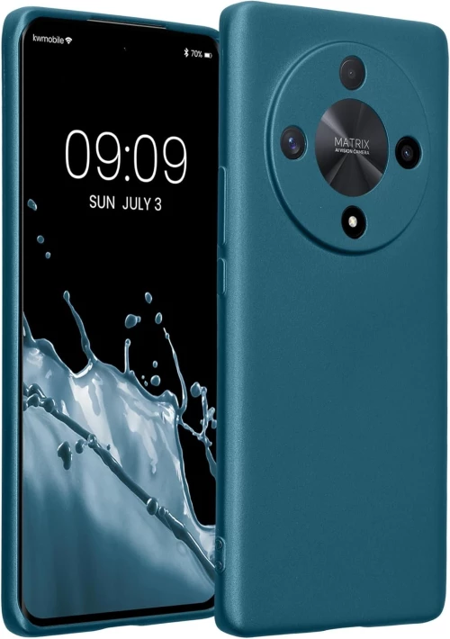 Θήκη Honor Magic6 Lite / X9b - KWmobile TPU Case with Camera Lens Protector Σιλικόνης με Πλαίσιο Κάμερας - Metallic Caribbean Blue (KWM000020LH001C)
