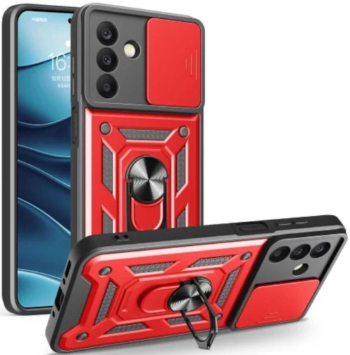 Θήκη Samsung Galaxy A26 Bodycell Armor Slide Ανθεκτική με Κάλυμμα για την Κάμερα & Μεταλλικό Ring Holder - Red (5206015080869)