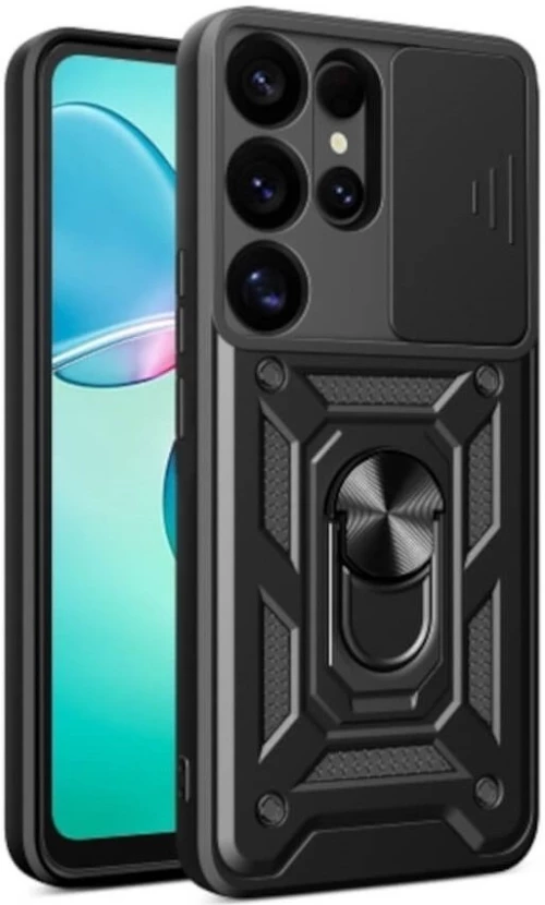Θήκη Samsung Galaxy S25 Ultra Bodycell Armor Slide Ανθεκτική με Κάλυμμα για την Κάμερα & Μεταλλικό Ring Holder - Black (5206015081002)