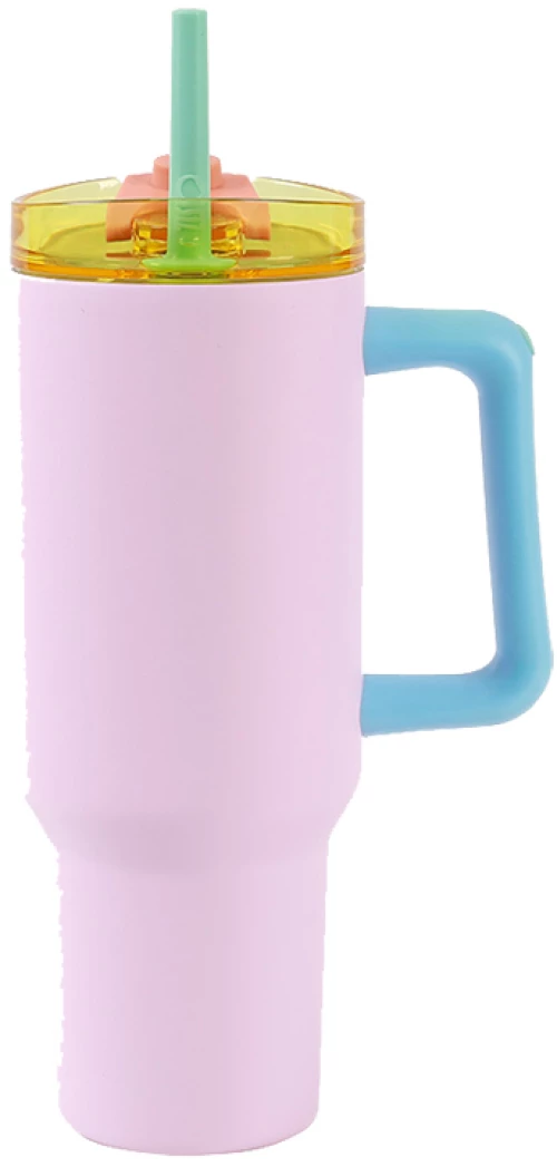 Κούπα Θερμός Ανοξείδωτο με Καλαμάκι και Λαβή - Tumbler i Drink iTotal ID0249 1200ml Pink