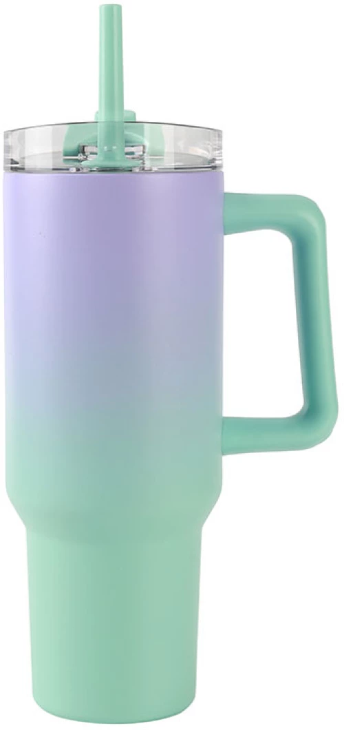Κούπα Θερμός Ανοξείδωτο με Καλαμάκι και Λαβή - Tumbler i Drink iTotal ID0256 1200ml Green/purple