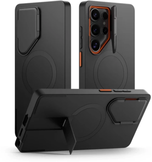 Tech-Protect Kevlar Aura Magsafe Θήκη Πλάτης για Samsung Galaxy S25 Ultra - Μαύρο με Πορτοκαλί λεπτομέρειες