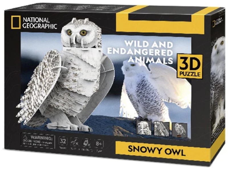 Πάζλ CubicFun 3D National Geograrhic Snowy Owl 62pcs DS1097h