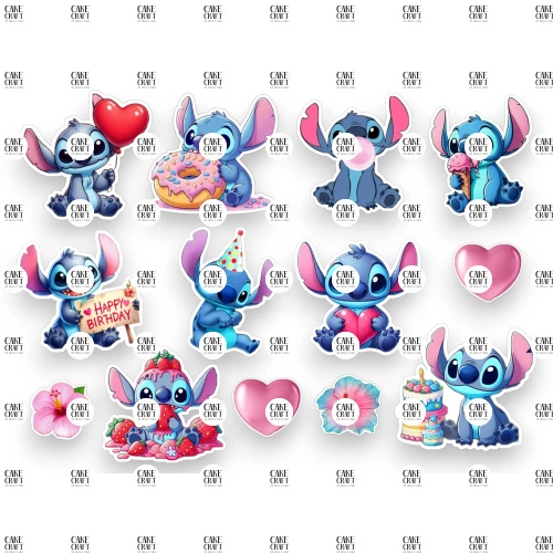 Βρώσιμα σχέδια Stitch Birthday - 13τμχ