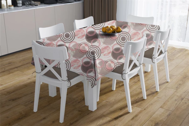 Τραπεζομάντηλο Αλέκιαστο Circles 469 140X180 Coral 70/30 Cott/Pol - -