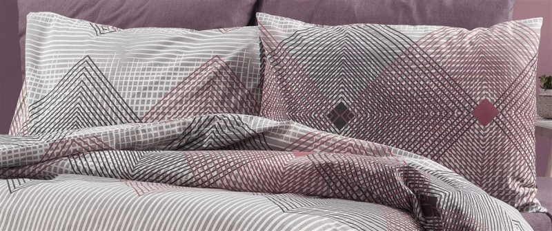Μαξιλαροθήκη Εμπριμέ Καλλιρόη 606 50X70 Grey-Burgundy 70/30 Cott/Pol - -