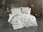 Παπλωματοθήκη Εμπριμέ Μελίνα 708 220X240 White-Olive 100% Cotton - -