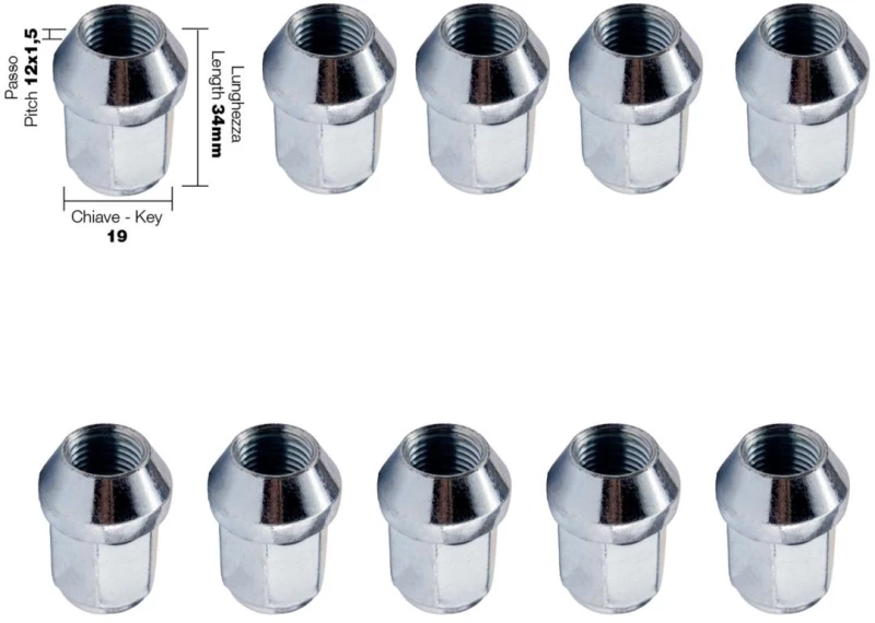 Simoni Racing ΠΑΞΙΜΑΔΙ ΚΩΝΙΚΟ 12x1,5 (34mm) (19) 10ΤΕΜ. SRDR/13-10