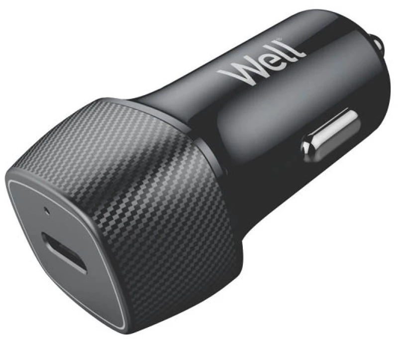 Well Universal USB-C Fast Car Charger 5V/3A 25W Μαύρος PSUP-USB-CPD125BK-WL