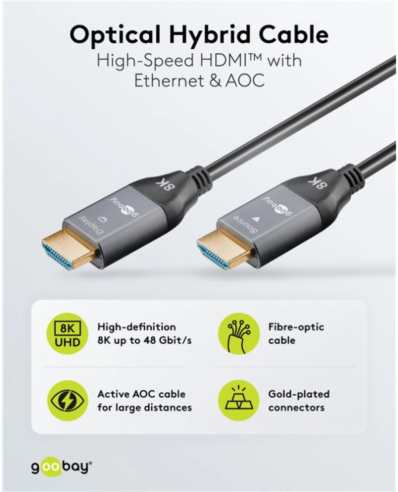 GOOBAY καλώδιο HDMI 2.1 76274 με Ethernet, 8K/60Hz, 48 Gbps, 10m, μαύρο